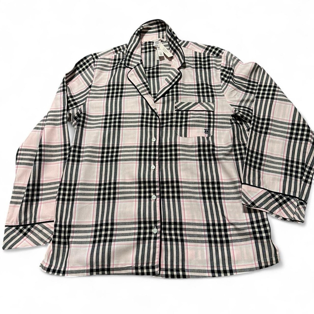 Victoria's Secret NWT Pretty Blossom Pink Plaid Pajama Set Size Medium Long - Picture 4 of 8